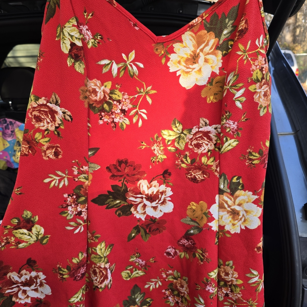 Ambiance Red Floral Mini Dress